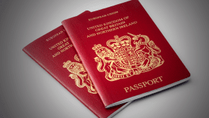 an image of 2 british passports, illustrating a forgotten passport