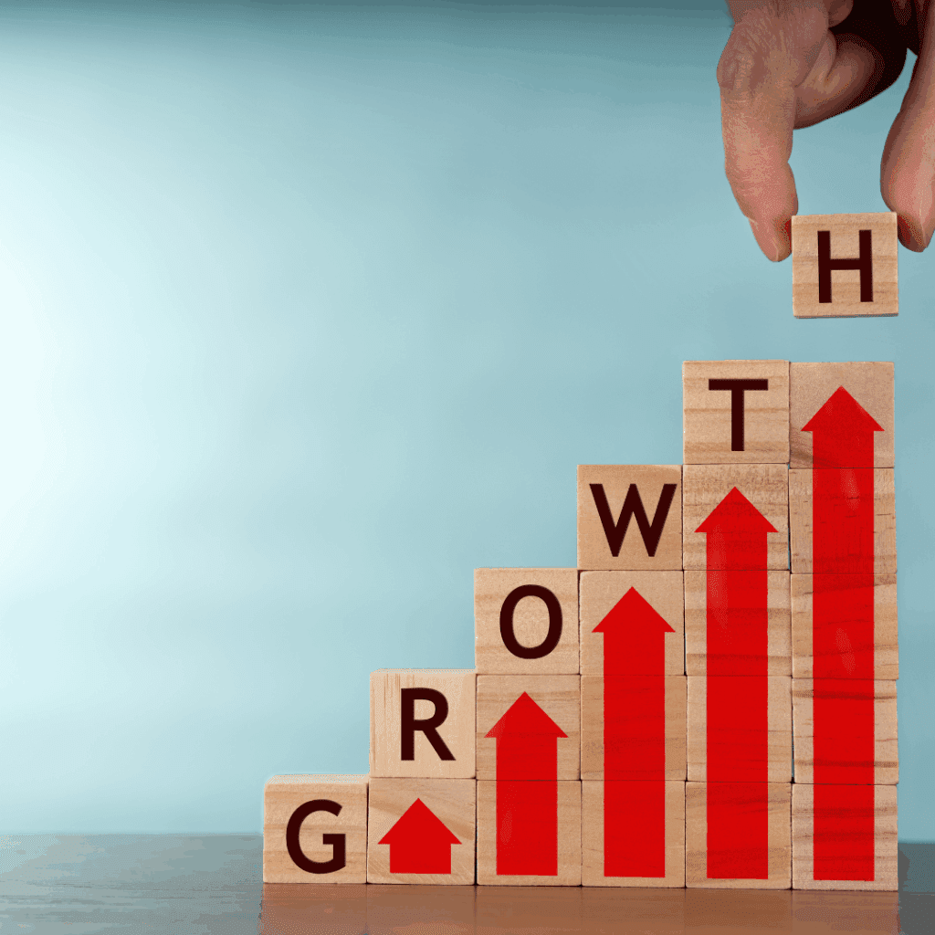 Blocks depicting growth and progress